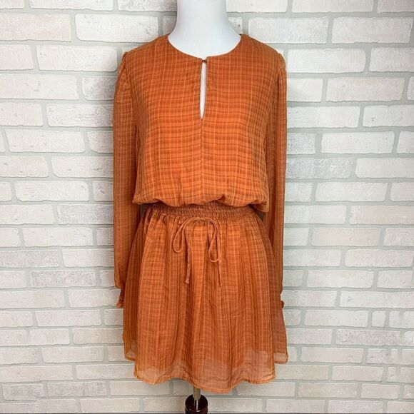 LIKE NEW NSR Orange, Long Sleeve, Plaid Dress X13 - Picture 2 of 7